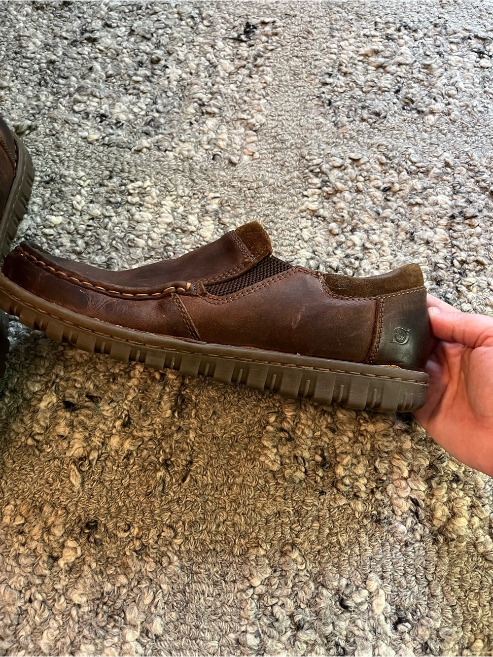 Born Men's Brown Leather Slip-On Loafers - Picture 3 of 8